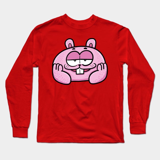 Pink rabbit is staring at you Long Sleeve T-Shirt by bubboboon